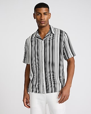 Striped Rayon Short Sleeve Shirt