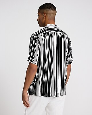 Striped Rayon Short Sleeve Shirt