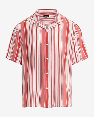 Striped Rayon Short Sleeve Shirt