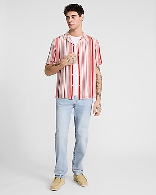 Express Striped Rayon Short Sleeve Shirt at Hamilton Place