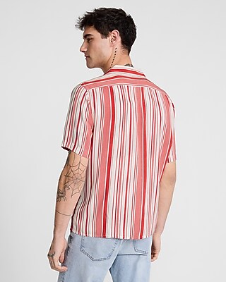 トップス 60s short rayon shirt トップス 60s short rayon shirt Striped Textured Short Sleeve