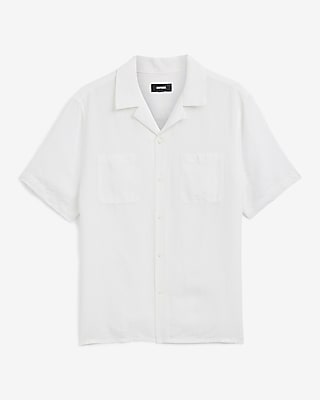 Double Pocket Linen-Blend Short Sleeve Shirt