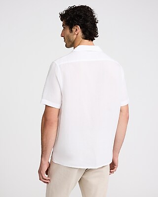 Double Pocket Linen-Blend Short Sleeve Shirt
