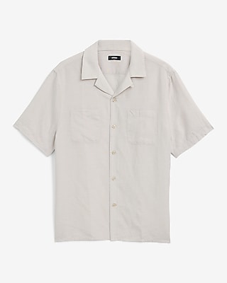 Double Pocket Linen-Blend Short Sleeve Shirt
