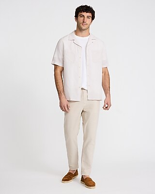Double Pocket Linen-Blend Short Sleeve Shirt