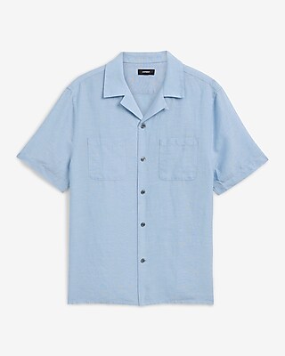 Double Pocket Linen-Blend Short Sleeve Shirt