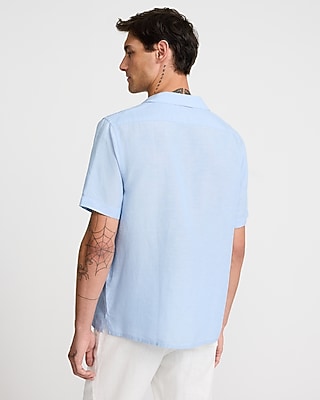 Double Pocket Linen-Blend Short Sleeve Shirt