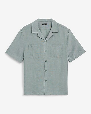 Double Pocket Linen-Blend Short Sleeve Shirt