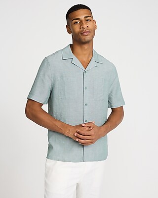 Double Pocket Linen-Blend Short Sleeve Shirt