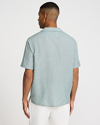Double Pocket Linen-Blend Short Sleeve Shirt