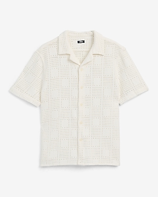 Textured Crochet Lace Short Sleeve Shirt