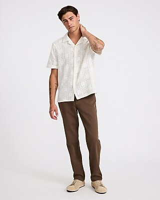 Textured Crochet Lace Short Sleeve Shirt