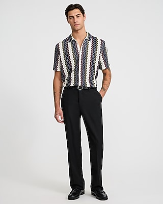 Textured Zig Zag Striped Short Sleeve Shirt - thumbnail 4
