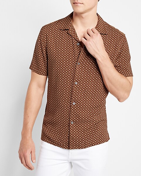 Mini Geo Rayon Short Sleeve Shirt