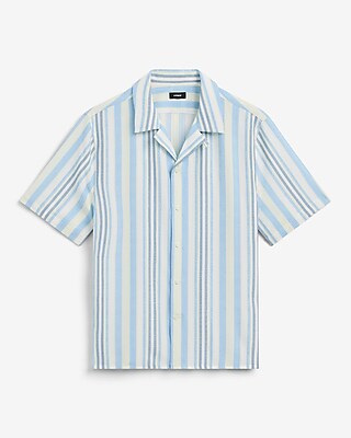 Textured Striped Short Sleeve Shirt
