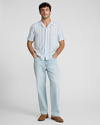 Textured Striped Short Sleeve Shirt