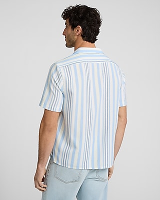 Textured Striped Short Sleeve Shirt