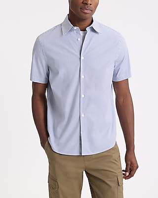 Slim Striped Short Sleeve 1MX Dress Shirt