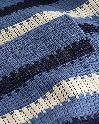 Textured Open Knit Stripe Short Sleeve Shirt