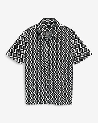 Textured Open Knit Zig Zag Shirt