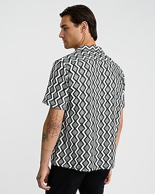 Textured Open Knit Zig Zag Shirt