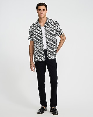 Textured Open Knit Zig Zag Shirt