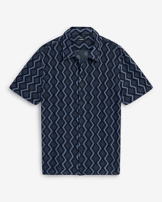 Textured Open Knit Zig Zag Shirt