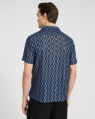 Textured Open Knit Zig Zag Shirt