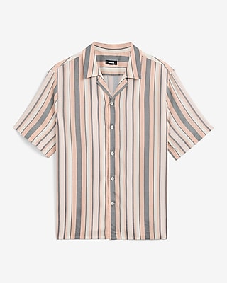 Striped Rayon Short Sleeve Shirt