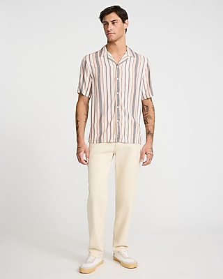Striped Rayon Short Sleeve Shirt
