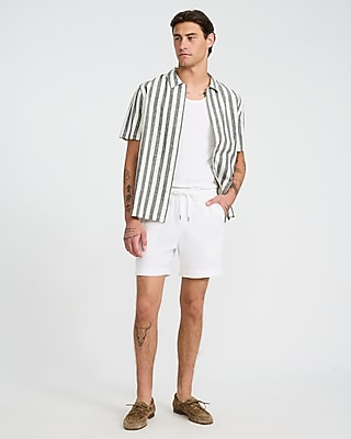 Striped Linen Cotton Short Sleeve Shirt