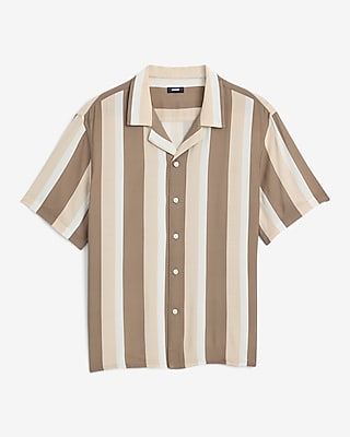 Striped Rayon Short Sleeve Shirt