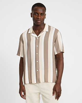 Striped Rayon Short Sleeve Shirt