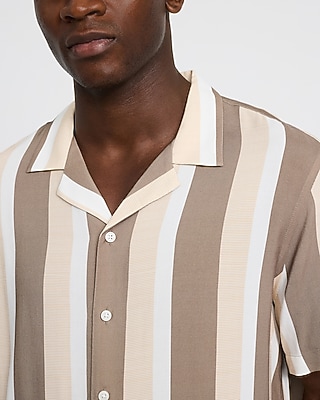Striped Rayon Short Sleeve Shirt