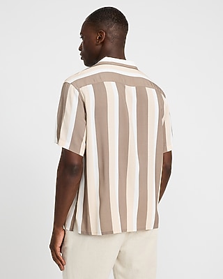 Striped Rayon Short Sleeve Shirt