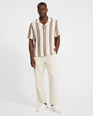 Striped Rayon Short Sleeve Shirt