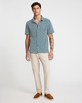 Textured Striped Crochet Short Sleeve Shirt