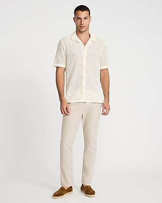 Sheer Lace Cotton-Blend Short Sleeve Shirt