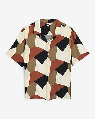 Geo Abstract Rayon Short Sleeve Shirt