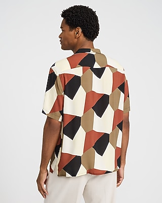 Geo Abstract Rayon Short Sleeve Shirt