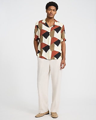 Geo Abstract Rayon Short Sleeve Shirt