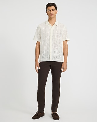 Lace Eyelet Floral Geo Tile Short Sleeve Shirt - thumbnail 9