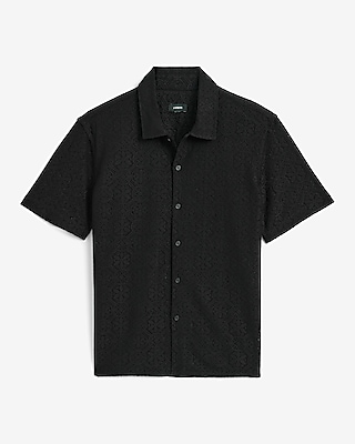 Lace Eyelet Floral Geo Tile Short Sleeve Shirt