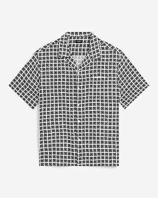 Geo Tile Camp Collar Short Sleeve Shirt