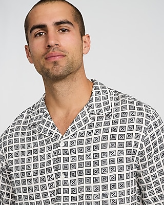 Geo Tile Camp Collar Short Sleeve Shirt