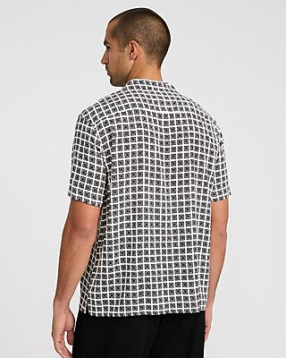Geo Tile Camp Collar Short Sleeve Shirt