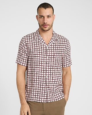 Geo Tile Camp Collar Short Sleeve Shirt