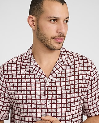 Geo Tile Camp Collar Short Sleeve Shirt