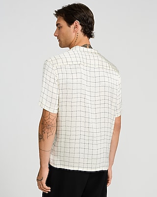 Windowpane Camp Collar Short Sleeve Resort Shirt