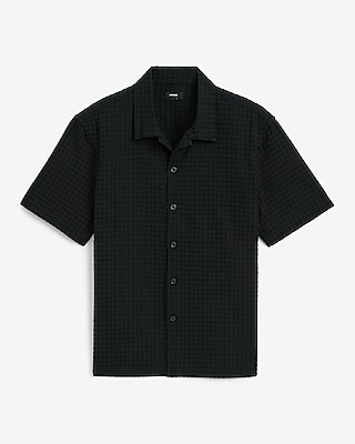 Textured Waffle Cotton Short Sleeve Shirt